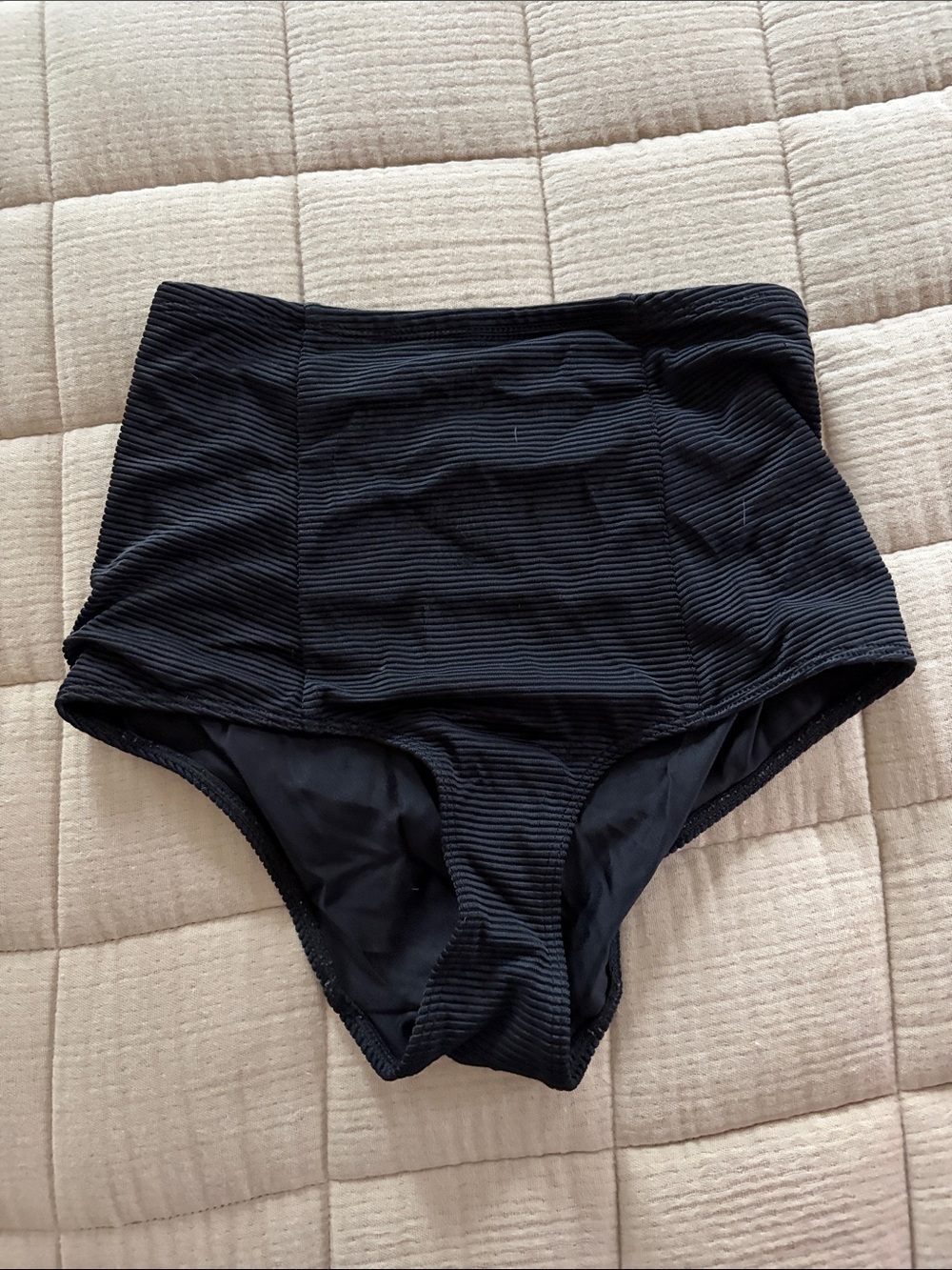 American Apparel Black Swim Bottoms with Ribbed Trim